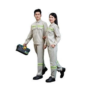 ชุดยูนิฟอร์มแขนยาวสีเบจ ผ้า TC ป้องกันการหดตัว ระบายอากาศได้ดี สำหรับผู้หญิง ยี่ห้อ FMF ชุดทำงานเพื่อความปลอดภัยแบบมองเห็นได้ชัดเจน - Product Image 2