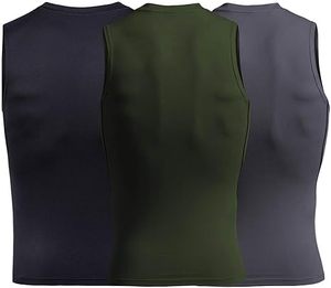 Lot de 3 débardeurs de compression pour hommes, sous-vêtement amincissant, sous-vêtement de compression sous l'armure, débardeur de sport athlétique à couche de base - Product Image 3