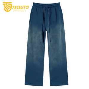 Custom Sun Faded Baggy pantalones de chándal de pierna recta de gran tamaño de algodón de rizo francés pantalones acampanados logotipo personalizado lavado pantalones de chándal - Product Image 3