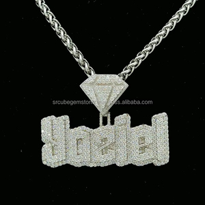 Fabricante profesional precio competitivo 5ct VVS D corte brillante diamante colgante 925 plata esterlina Hip Hop collar 7-12 - Product Image 5