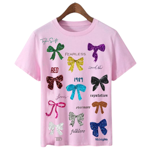 Pop Western Singer Fans Mujeres usan camisetas Personalizadas Verano Ropa casual Lentejuelas Cuello redondo Venta al por mayor Camiseta a granel - Product Image 3