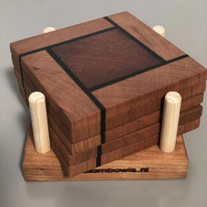 CRAFT STURDY MORDEN MULTI COASTERS EN BOIS Sous-verres fonctionnels en bambou faits à la main Ensemble de 6 sous-verres avec support - Product Image 6