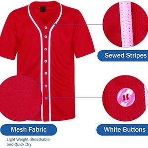 Maillot de baseball en polyester à évacuation de l'humidité pour hommes, vêtements de sport boutonnés pour softball, brodés, respirants et confortables - Product Image 3