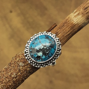 Bague bohème turquoise tibétaine 925 bague de créateur en argent massif bague en argent au prix d'usine en gros du fournisseur indien - Product Image 4