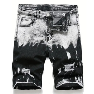 Venta al por mayor de longitud de la rodilla recto suelto High Street Wear Shorts Hombres Pantalones cortos de mezclilla Hombre Casual Custom Denim Shorts para hombres - Product Image 1