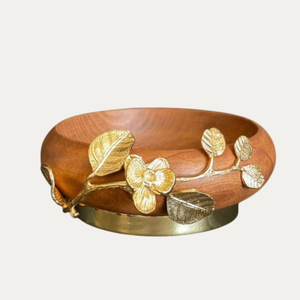 Saladier en bois de qualité deluxe fait à la main Design moderne de fleurs Poignée en laiton Style vintage pour les fournitures de restaurant d'hôtel de mariage - Product Image 5