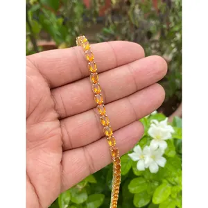 14k <b>Gold</b> Oval Citrine Tennis Bracelet Fashionable Jewelry Accessory - Product Image 2