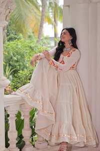 Latest <b>Designer</b> <b>Cotton</b> Gamthi <b>Lace</b> Work <b>Salwar</b> <b>Kameez</b> Casual Party Wear Quick Dry All Seasons by RADHE EXPORT - Product Image 4