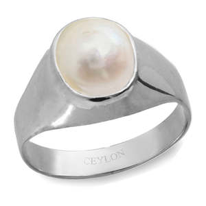 Anillo de Plata con Perla Moti del Mar del Sur de Ceilán de 9.3 ct o 10.25 ratti, Colección de Anillos de Perlas Elegantes - Product Image 1