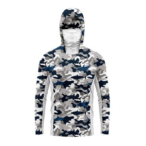 Sudadera CON CAPUCHA DE PESCA sublimada de camuflaje para hombre, camisa de poliéster 100% impermeable de manga larga de secado rápido, máscara facial, característica transpirable - Product Image 3