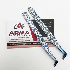 Professional Titanium Blue Stainless Steel Eyelash Tweezers Sustainable Fiber with Natural Look Volume Lash Extension - Product Image 5