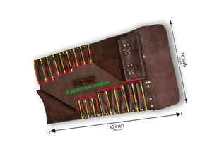 Sac organisateur de couteaux en cuir durable pour une utilisation en cuisine avec fermeture sécurisée, couleur et logo personnalisables, haute qualité - Product Image 5