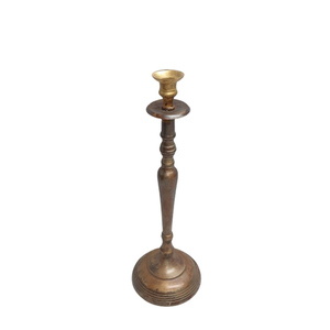 Bougeoirs modernes en aluminium couleur laiton, lot de 2 grandes décorations de table antiques pour la maison et les occasions de Pâques - Product Image 1