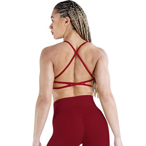 Soutien-gorge de sport sans couture en spandex/nylon respirant de haute qualité, à séchage rapide et personnalisable pour femmes avec logo à l'avant - Product Image 5