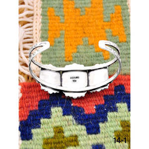 Southwest Handmade White Buffalo & Sterling <b>Silver</b> Fashion <b>Cuff</b> <b>Bracelet</b> - Product Image 4
