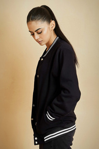 Best Quality Women's Slim Fit Breathable Bamboo Fiber <b>Fleece</b> Varsity <b>Jackets</b> with Covered Buttons Winter <b>Warm</b> - Product Image 4