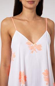 Robe d'été à imprimé floral personnalisée, col en V, slip spaghetti, motif coloré, dos nu, ligne A, robes longues pour femmes - Product Image 2