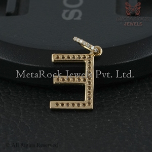 Colgante de oro amarillo de 14 quilates con inicial de diamante, joyería hecha a mano, con alfabeto, venta al por mayor, nuevo diseño - Product Image 6