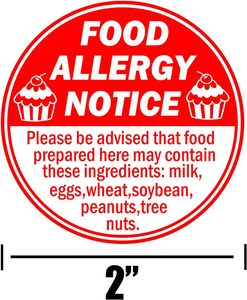 Reusable <strong>Allergy</strong> <strong>Sticker</strong> for Cake Food <strong>Allergy</strong> <strong>Stickers</strong> 2 Inch Allergen Warning Labels for Bakery, Party,Restaurants 500 Pcs - Product Image 2