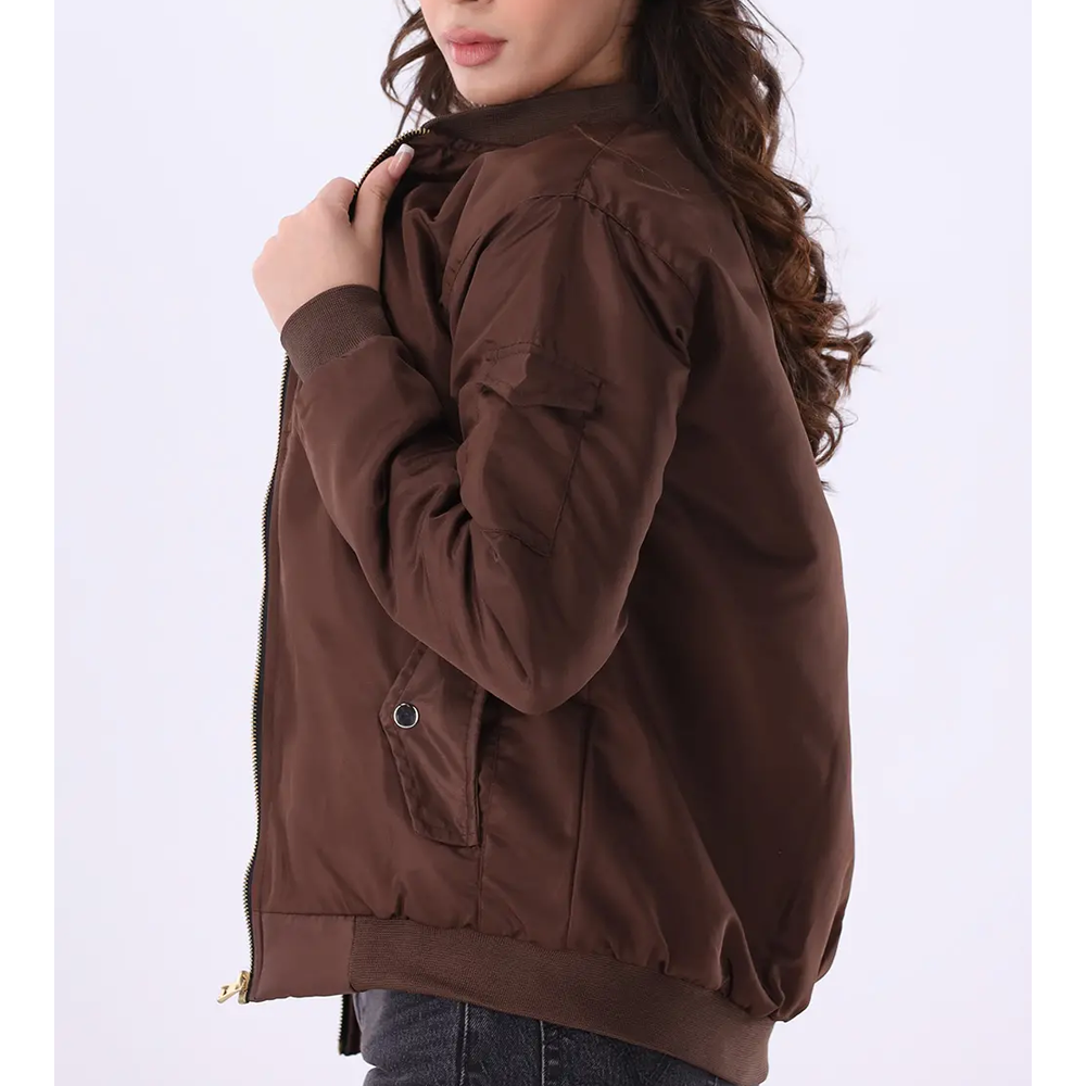 Women's Cool Y2K Bomber Jacket Autumn Solid Pattern Spandex/Cotton