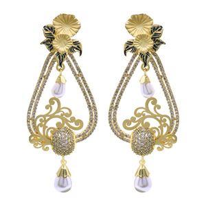 Pendientes colgantes de Latón chapado en mate AD de imitación tradicional antigua elegante para mujer, joyería de moda de Exportación personalizada para bodas - Product Image 2