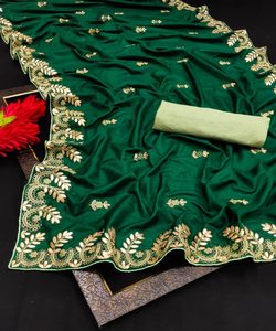 ชุดส่าหรีสำหรับเจ้าสาวงานปักลายแบบเต็มรูปแบบเสื้อผ้าพื้นเมือง - Product Image 4