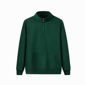 Unisex 100% Polyester Fleece 1/4 <b>Zip</b> on Front With Kangaroo Pocket Knitted Rib Cuffs and Bottom Blank Pullover Sweat <b>Shirt</b> - Product Image 2