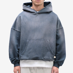 Nuevo diseño más vendido invierno hombres Sun Fade sudaderas con capucha serigrafía lavado de gran tamaño logotipo personalizado venta al por mayor ropa de calle Sudadera con capucha - Product Image 5