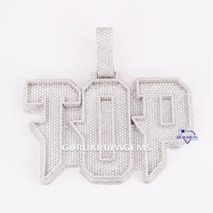 Usine initiale glacé Hip Hop bijoux 14KT or laboratoire cultivé diamants nom personnalisé Hip Hop lettre pendentif pour les femmes - Product Image 1
