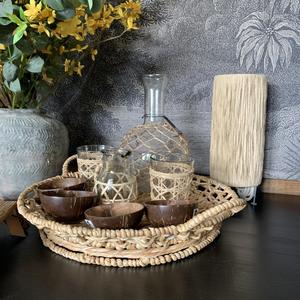 ตะกร้าใส่ขนมปังผลไม้ผักผักตบชวาในเวียดนามถาดโต๊ะกลมสำหรับโต๊ะอาหารพร้อมที่จับถาดเสิร์ฟอาหารจากหญ้าทะเลสาน - Product Image 1