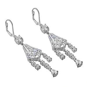 Pendientes Colgantes de Plata de Ley 925 con Circonita Cúbica para Mujer, Chapados en Oro, con Cierre de Palanca, con Cuarzo, Perla y Diamante, de Art Palace - Product Image 2