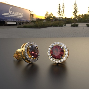 Avarta Jewellery 18K Oro amarillo Hallmarked Certified Diamond Ruby Stud Pendientes para niñas Mujeres - Product Image 4