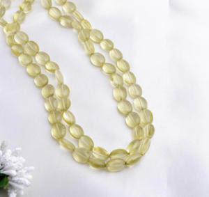 สร้อยคอพลอยควอตซ์เลมอนธรรมชาติทรงรีเรียบ สำหรับทำเครื่องประดับชั้นดี - Product Image 6