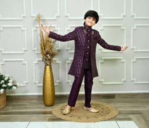 Sherwani royal pour enfants, en soie, traditionnel, pour mariage et fêtes, avec un savoir-faire de qualité supérieure - Product Image 6