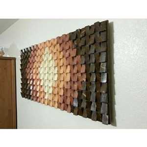 Décoration murale et enseignes en mosaïque de bois recyclé de style écologique fait main Third Eye - Product Image 1