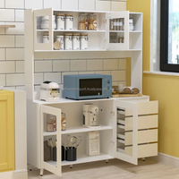 Nouvelle armoire de rangement de cuisine autoportante en bois massif avec portes vitrées, buffet moderne, meuble de rangement personnalisé pour la maison