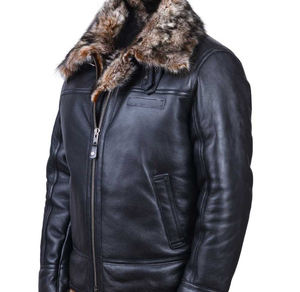 Chaqueta de Invierno para Hombre, Chaqueta Bomber Cálida de Cuero, Chaqueta de Piel de Oveja de Primera Calidad para Hombre - Product Image 4