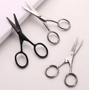 Ciseaux de toilettage professionnels tête ronde conception sûre pour les cils nez sourcil coupe petits ciseaux incurvés coupe cheveux - Product Image 5