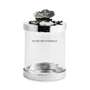 La mayoría de las flores de metal chapadas en oro de aspecto único diseñador textura martillada recipiente de vidrio transparente para almacenamiento de alimentos de la India - Product Image 4