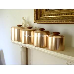 Té Café Azúcar Pan Bote Latas Esenciales de cocina para olla de azúcar y cajas de almacenamiento de pan Juego de 4 ollas de latón de diferentes tamaños - Product Image 1