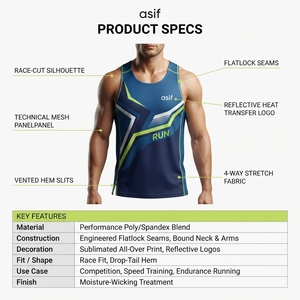 Débardeur de course personnalisé pour homme avec dos en mesh respirant et ourlet ventilé à queue tombante - Product Image 5