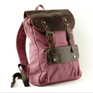 Leather Canvas Luxury <b>Backpack</b> High Capacity Breathable Lightweight Travel School Laptop Wholesale LCBP-0162 - Product Image 1