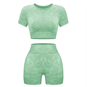 Conjunto de Shorts de Yoga Sólidos para Mujer, Ropa Deportiva de Alta Calidad, Gimnasio, Fitness, Cintura Elástica, Spandex/Nailon, Secado Rápido - Product Image 4