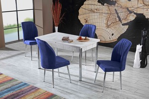 Juego de Mesa de Comedor con 6 Sillas Extensibles, Patas de Metal, Diseño Moderno, Muebles FEY, Tablero de Aglomerado, Tablero de Madera, Alta Calidad - Product Image 6