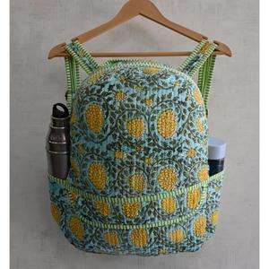 Handmade <b>Lightweight</b> Indian Boho Quilted Mini <b>Backpack</b> Cotton Floral Hand Block Print Zipper for Travel Beach & Daily Use - Product Image 2