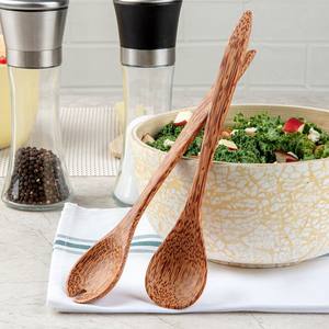 Herramientas para servir ensalada de coco utensilio de servidor de comida de madera de coco natural para mezclar y comer verduras - Product Image 3