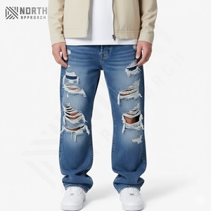 Pantalones Vaqueros de Mezclilla para Hombre, Venta Caliente 2025, Cierre de Botones, Alta Calidad, Corte Recto, Personalizados OEM, Vaqueros Rotos para Hombre - Product Image 1