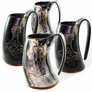 Jarra Vikinga para Beber, Hecha a Mano con Cuerno Natural, Estilo Medieval, Ideal para Cerveza, con Agarre Perfecto, en Venta - Product Image 6