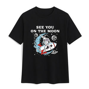 Nuevas camisetas para hombres Street Wear Los astronautas aman la luna Estampado gráfico Camisetas Algodón Verano Hombro regular Camisetas para hombres - Product Image 2