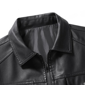 Chaqueta de cuero para hombre para motorista desgastada piel de cordero genuina Material de alta calidad Parka chaqueta hombres - Product Image 5